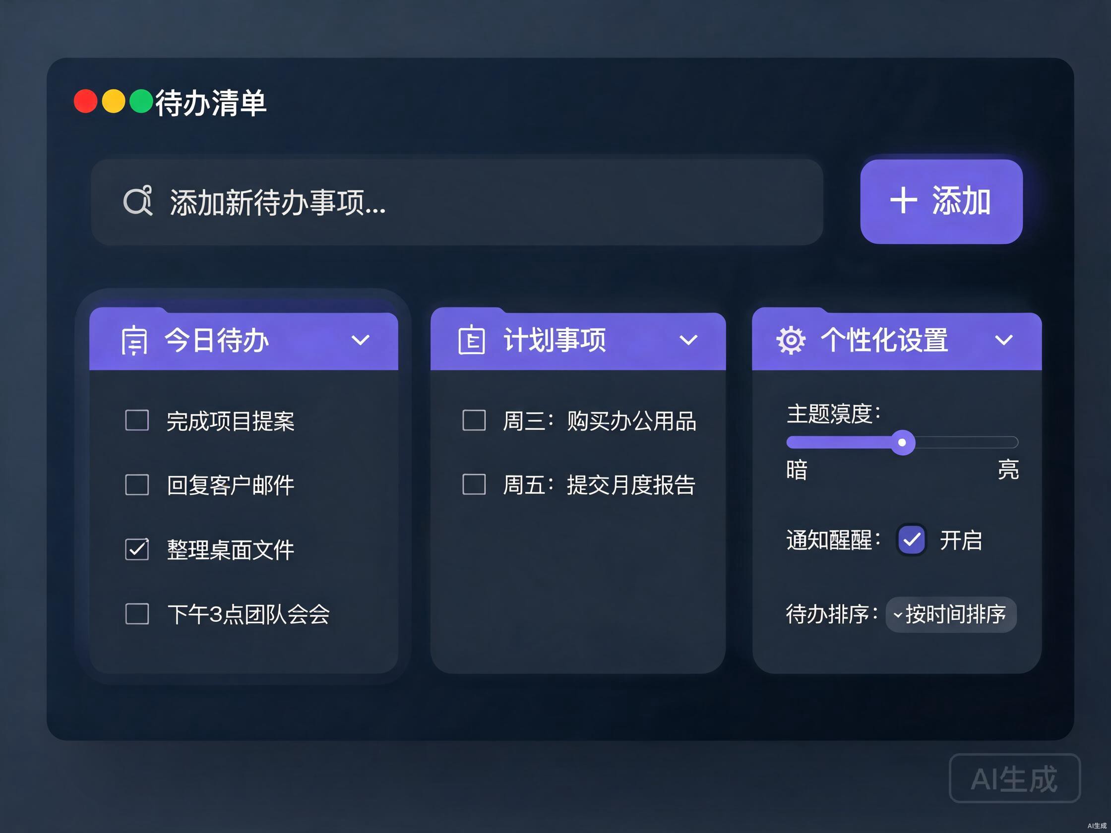 VFX Todo application interface